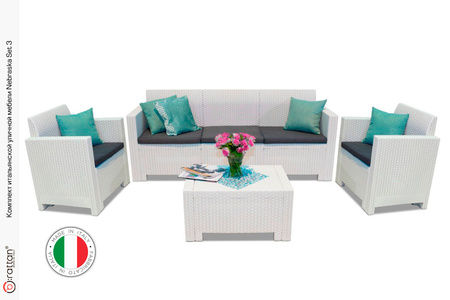 Комплект мебели NEBRASKA 3 Set (диван, 2 кресла и стол), белый